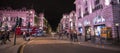 London Piccadilly Street Corner - wide angle shot LONDON, England - United Kingdom - FEBRUARY 22, 2016