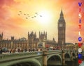 London - a picture of Westminster bridge, the house of parliament and big ben Royalty Free Stock Photo