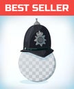 London policeman helmet. Masquerade costume headdress. Carnival or Halloween mask. Cartoon Vector illustration Royalty Free Stock Photo