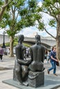 Statue called London Pride by entrance to Royal National Theatre, London