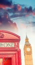 London public phone booth with Big Ben Royalty Free Stock Photo
