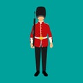 London Queens guard. British soldier in uniform with a gun