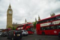 London, the UK. Red bus and Big Ben