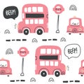 London red bus seamless pattern scandinavian style Royalty Free Stock Photo