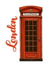 London, red phone booth. Vector illustration Royalty Free Stock Photo