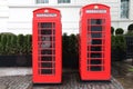 London UK - red telephone booths Royalty Free Stock Photo