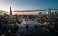 London with River Thames and Tower Bridge - amazing aerial view in the evening - LONDON, UK - DECEMBER 20, 2022 Royalty Free Stock Photo