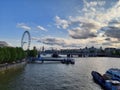 London river thames view from bridge early summer