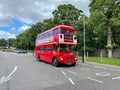 London Routemaster Bus parked in Skipton, UK on a sunny day