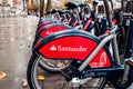 London-Row of Santander Boris Bikes