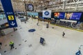London`s busy area, popular destination empty as people self isolate during COVID-19 coronavirus pandemic. Waterloo Station Royalty Free Stock Photo