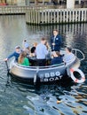 Barbecue boat is the new fun experience for celebrations on Thames river in London England