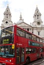 London's red bus in front of saint paul's cathedral Royalty Free Stock Photo
