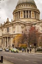 London saint paul cathedral dome and the people walking below Royalty Free Stock Photo