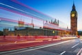 London scenery at Westminter bridge with Big Ben and blurred red Royalty Free Stock Photo