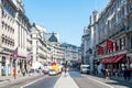 LONDON - SEP 2 2019: Regent's street in London, UK. It was named after Prince Regent, completed in 1825. Every building in Regent Royalty Free Stock Photo