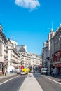 LONDON - SEP 2 2019: Regent\'s street in London, UK. It was named after Prince Regent, completed in 1825. Every building in Regent Royalty Free Stock Photo