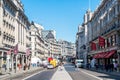 LONDON - SEP 2 2019: Regent\'s street in London, UK. It was named after Prince Regent, completed in 1825. Every building in Regent Royalty Free Stock Photo