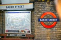 LONDON - SEPTEMBER 26, 2016: Bench and city subway map in subway station of Baker Street Royalty Free Stock Photo