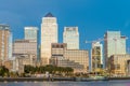 LONDON - SEPTEMBER 25, 2016: Canary Wharf buildings along river