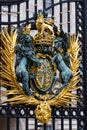 Royal Coat of Arms at the gates of Buckingham Palace Royalty Free Stock Photo