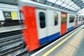 LONDON - SEPTEMBER 26, 2016: Train speeds up in city subway. The