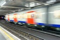 LONDON - SEPTEMBER 26, 2016: Train speeds up in city subway. The