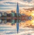 London with Shard at colorful sunset in England, UK