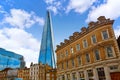 London shard view from old brick buildings