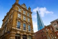 London shard view from old brick buildings