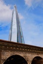London shard view from old brick buildings
