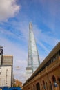 London shard view from old brick buildings
