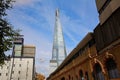 London shard view from old brick buildings