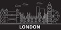 London silhouette skyline. Great Britain - London vector city, british linear architecture, buildings. London travel