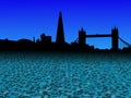 London skyline with abstract currency foreground illustration Royalty Free Stock Photo