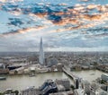 London skyline along river Thames, aerial view Royalty Free Stock Photo