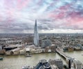 London skyline along river Thames, aerial view Royalty Free Stock Photo