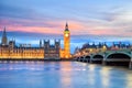 Big Ben and Houses of parliament at twilight Royalty Free Stock Photo