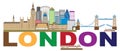 London Skyline Color Text vector Illustration Royalty Free Stock Photo