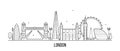 London skyline, England, UK city buildings vector