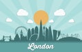 London skyline, England - United Kingdom - vector illustration Royalty Free Stock Photo