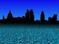 London skyline with abstract pound currency foreground illustration Royalty Free Stock Photo