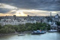 London Skyline Landscape With Big Ben, Palace Of Westminster, London Eye, Westminster Bridge, River Thames, London, England, UK