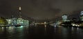 London skyline over the River Thames at night