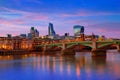 London skyline sunset Southwark bridge UK Royalty Free Stock Photo