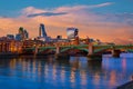 London skyline sunset Southwark bridge UK