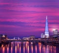 London skyline sunset on Thames river Royalty Free Stock Photo