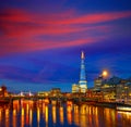London skyline sunset on Thames river Royalty Free Stock Photo