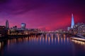 London skyline sunset on Thames river Royalty Free Stock Photo