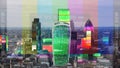 London skyline with tv distortion and static